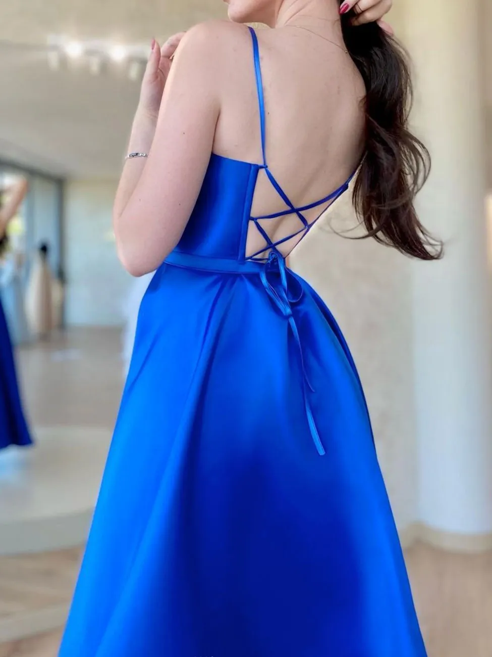 Royal Blue Aline Long Prom Dress, Blue Formal Party Dresses
