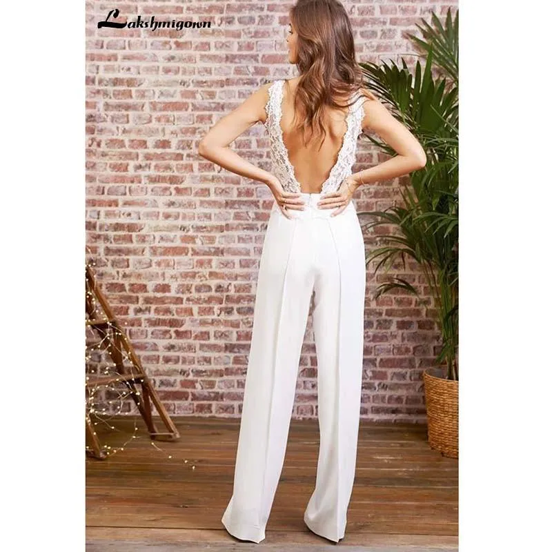 Roycebridal Jumpsuits Wedding Dresses Bohemian Bridal Gowns V neck