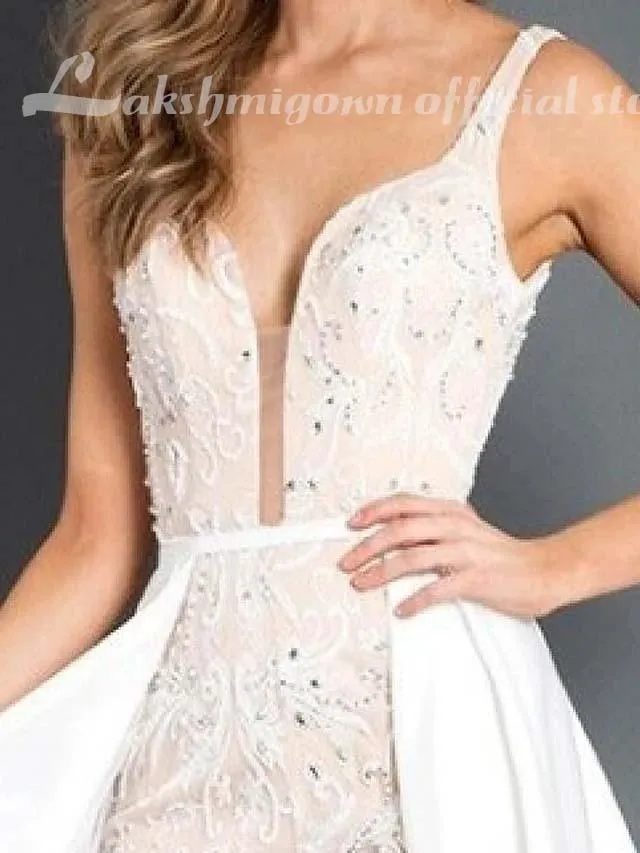 Roycebridal Jumpsuits Wedding Dresses V Wire Floor Length