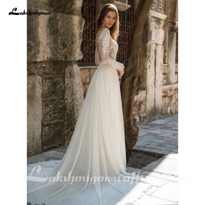 Roycebridal Long sleeves lace Court Train Wedding Dress