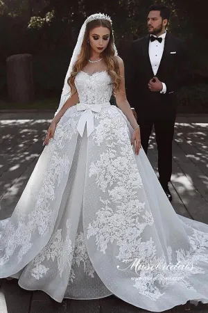 Roycebridal Luxury Tulle Ball Gown Sweetheart Wedding Dresses With Lace Appliques, MW987