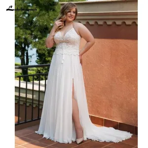 Roycebridal Sexy Side Split Beach Wedding Dress Summer