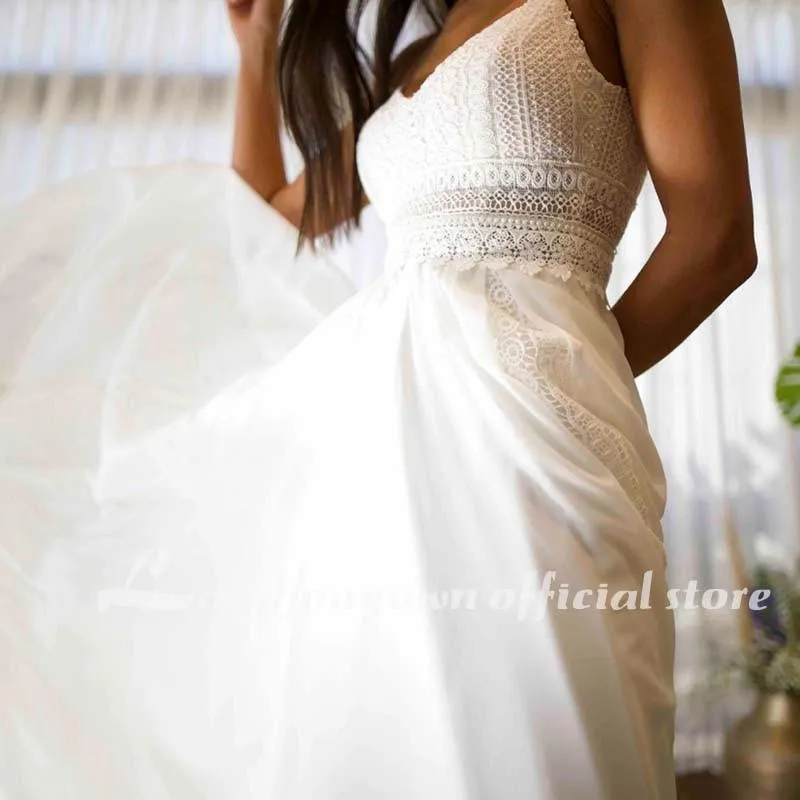 Roycebridal Sexy Summer Wedding Dress Lace Appliqued