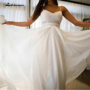 Roycebridal Sexy Summer Wedding Dress Lace Appliqued