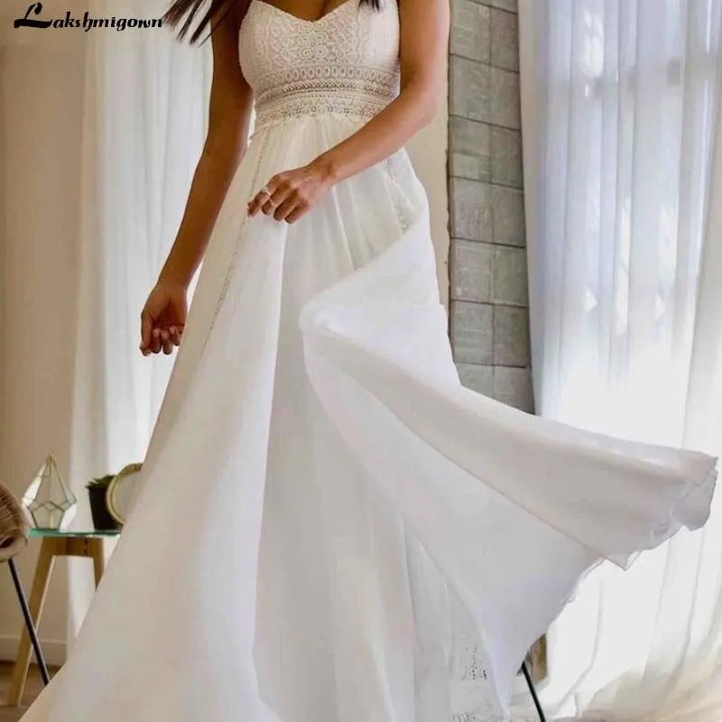 Roycebridal Sexy Summer Wedding Dress Lace Appliqued