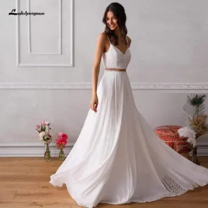 Roycebridal Two Piece Wedding Dress Lace Beach Off the Shoulder
