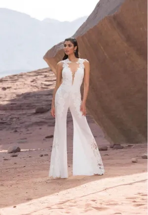 Roycebridal White Lace Jumpsuits Wedding Dresses women