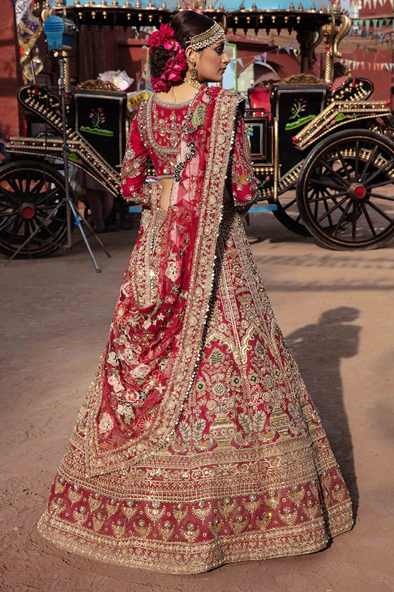 Ruby Red Raw Silk Lehenga Choli Pakistani Bridal Dresses