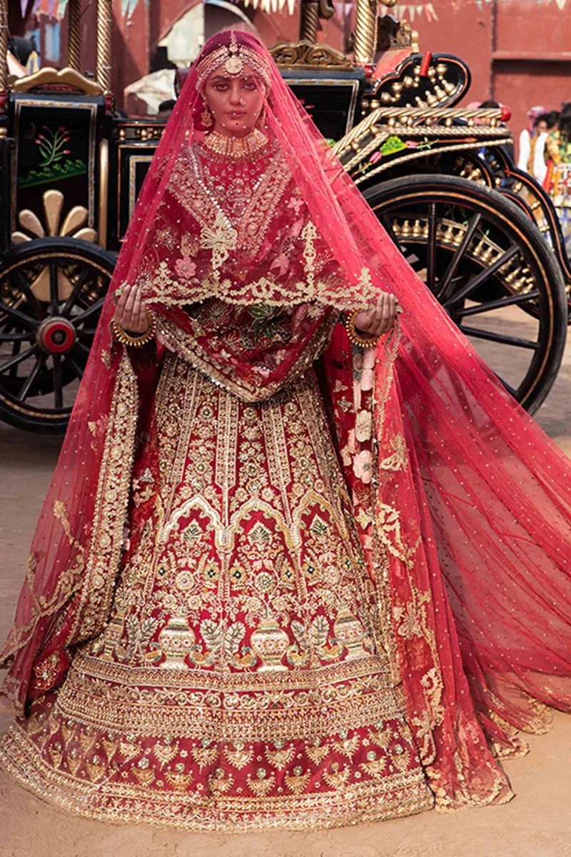 Ruby Red Raw Silk Lehenga Choli Pakistani Bridal Dresses