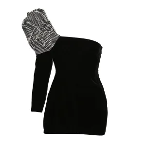 SAINT LAURENT CRYSTAL EMBELLISHED MINI DRESS