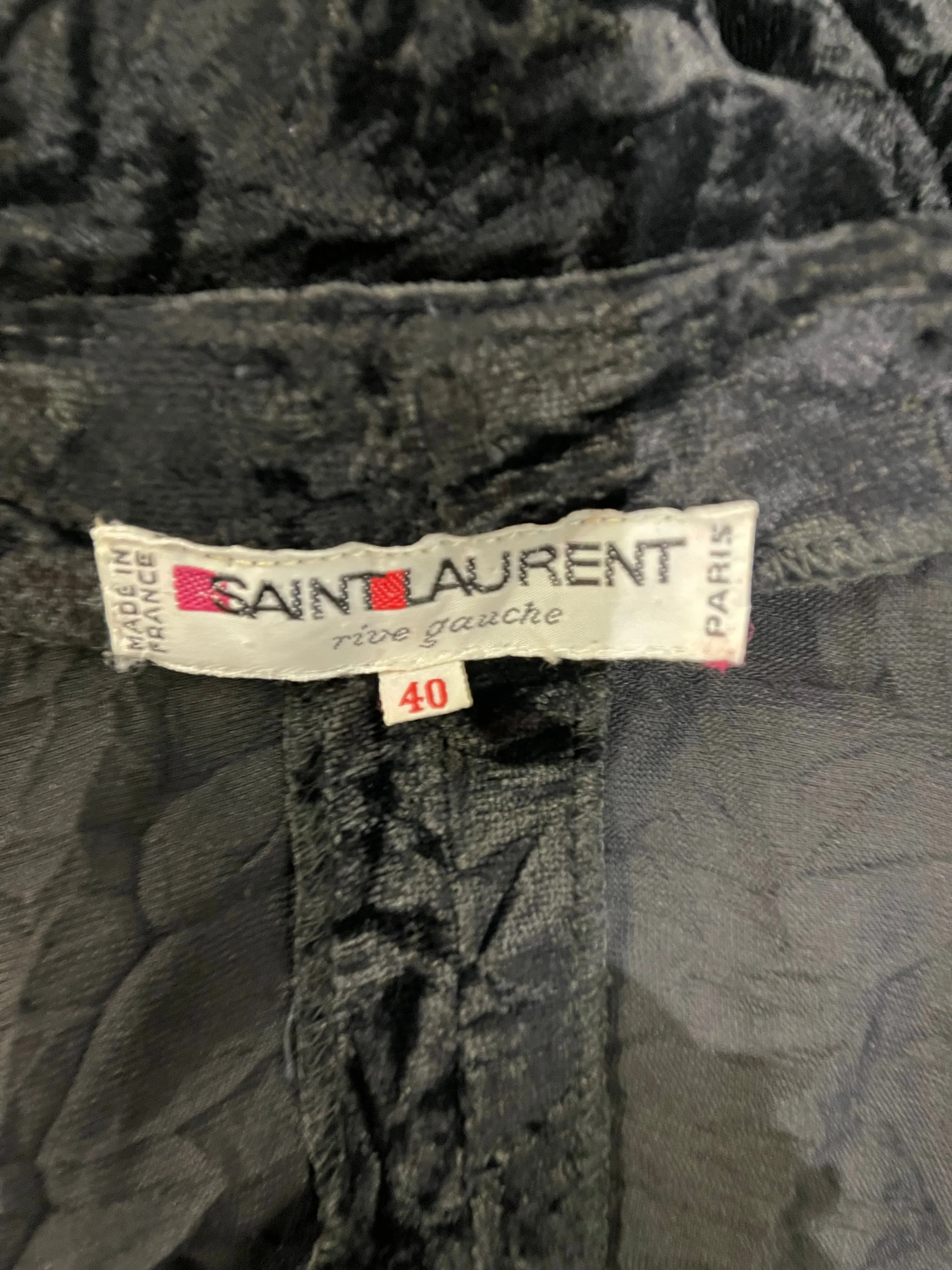 Saint Laurent Rive Gauche 1980's Black Crushed Velvet Wrap Cocktail Dress