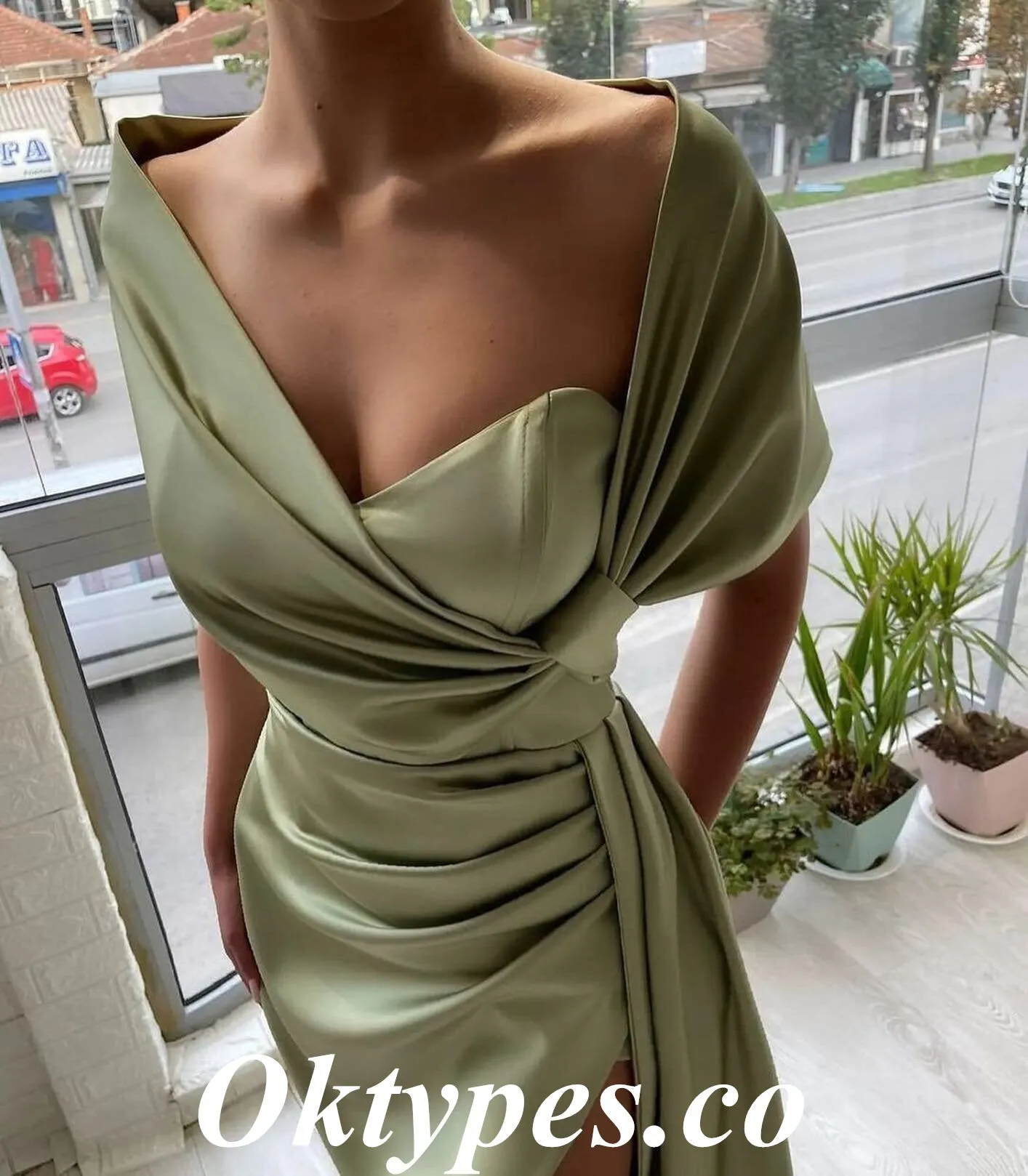 Sexy Satin Sleeveless Side Slit Mermaid Long Prom Dresses, PDS0858