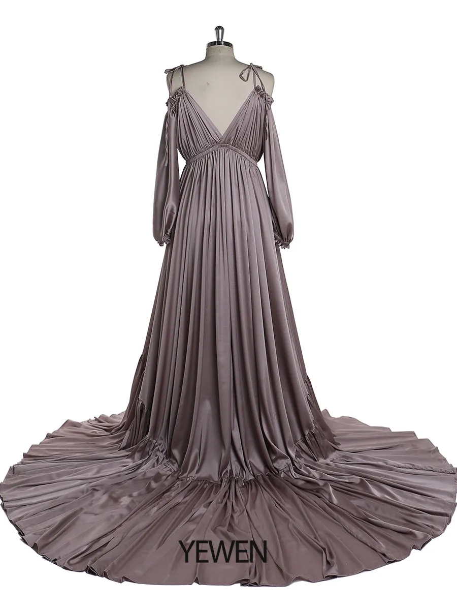 Sexy Shoulderless Maternity Evening Dress Long Pregnant Women Fancy Pregnancy Dress Elegence Maxi Gown Photo Shoot DY21721