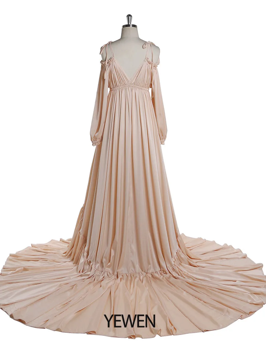 Sexy Shoulderless Maternity Evening Dress Long Pregnant Women Fancy Pregnancy Dress Elegence Maxi Gown Photo Shoot DY21721