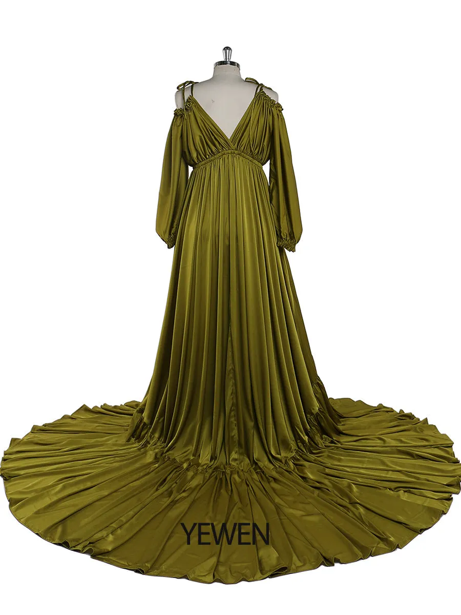 Sexy Shoulderless Maternity Evening Dress Long Pregnant Women Fancy Pregnancy Dress Elegence Maxi Gown Photo Shoot DY21721