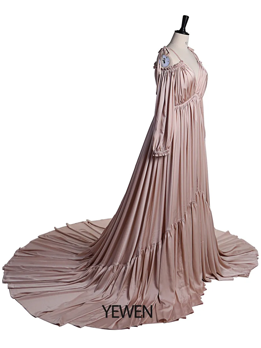 Sexy Shoulderless Maternity Evening Dress Long Pregnant Women Fancy Pregnancy Dress Elegence Maxi Gown Photo Shoot DY21721