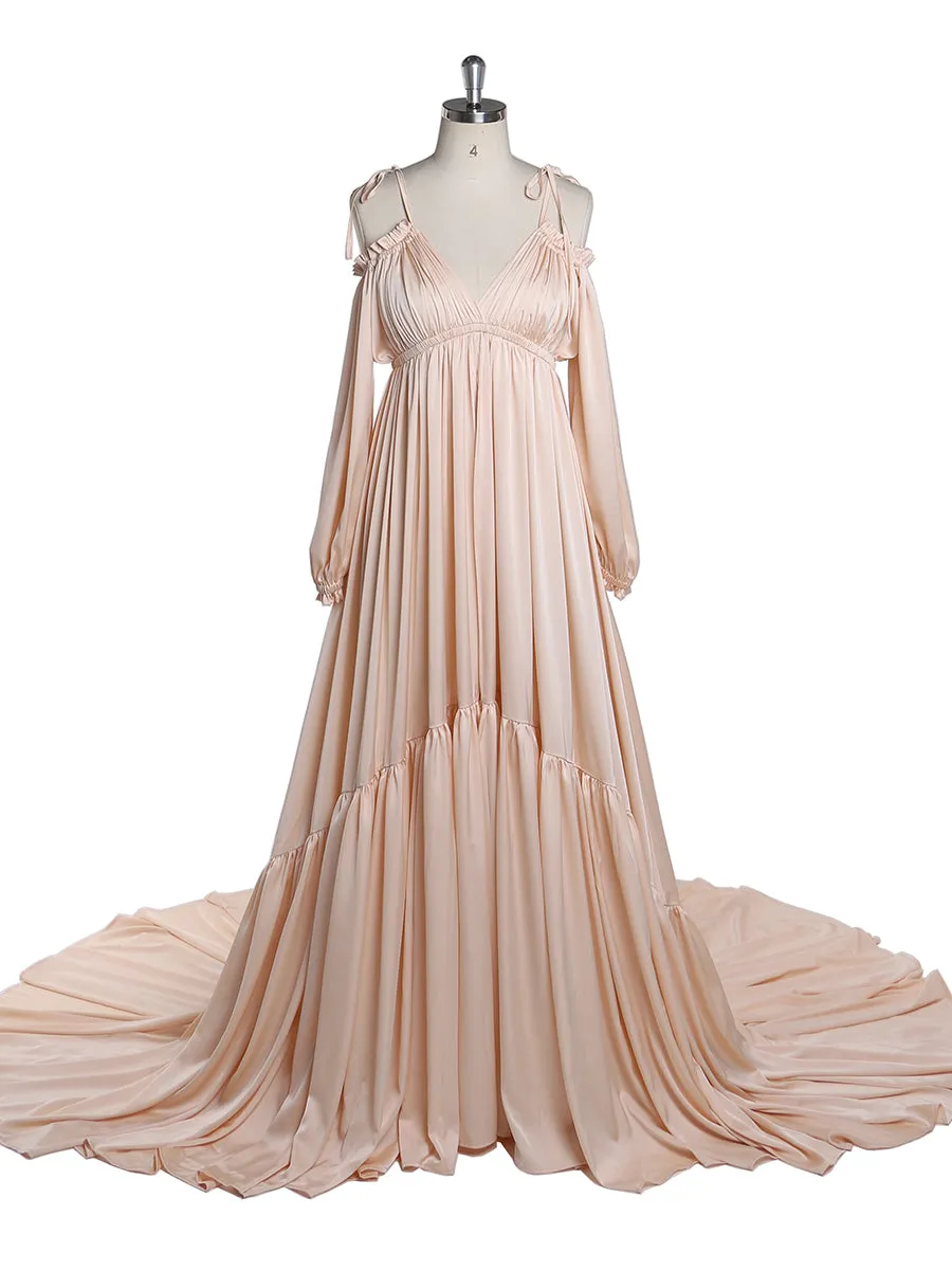Sexy Shoulderless Maternity Evening Dress Long Pregnant Women Fancy Pregnancy Dress Elegence Maxi Gown Photo Shoot DY21721