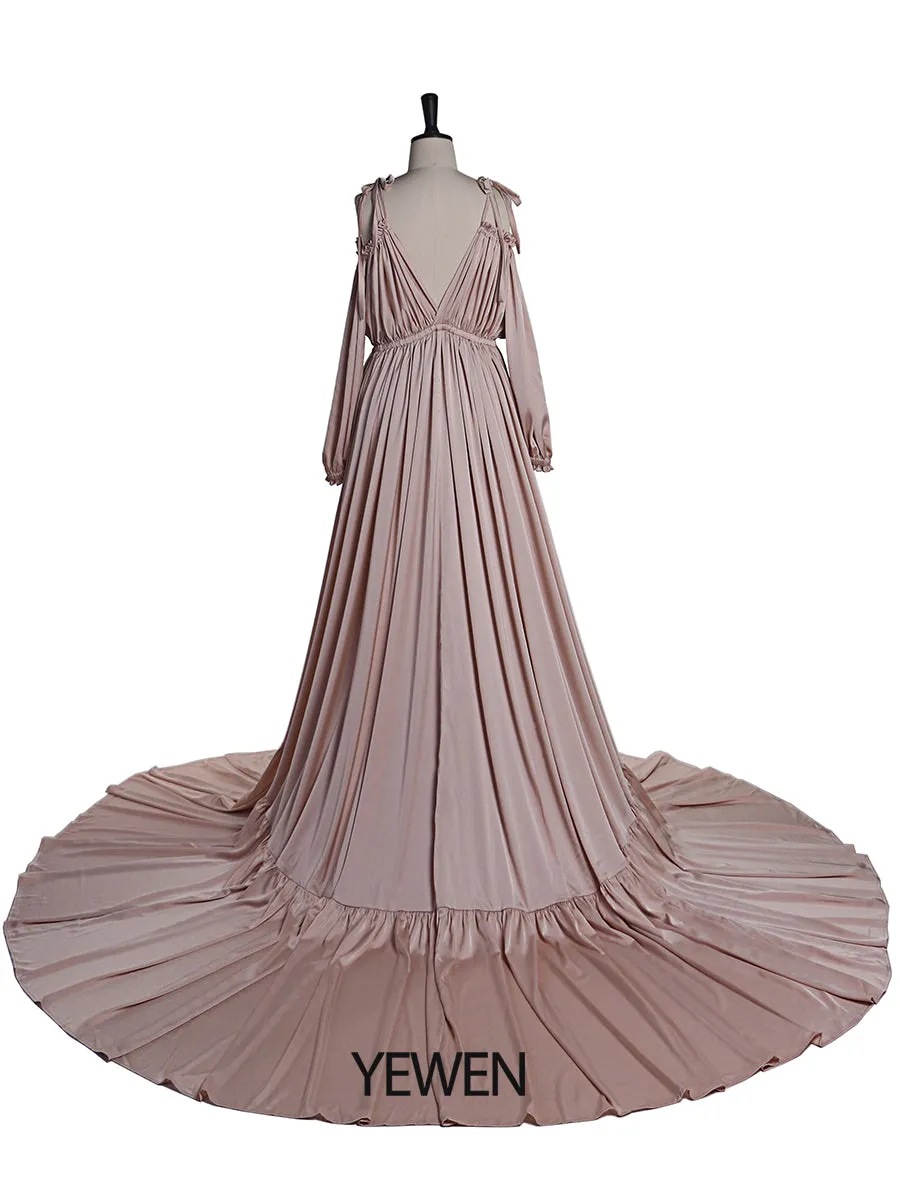 Sexy Shoulderless Maternity Evening Dress Long Pregnant Women Fancy Pregnancy Dress Elegence Maxi Gown Photo Shoot DY21721