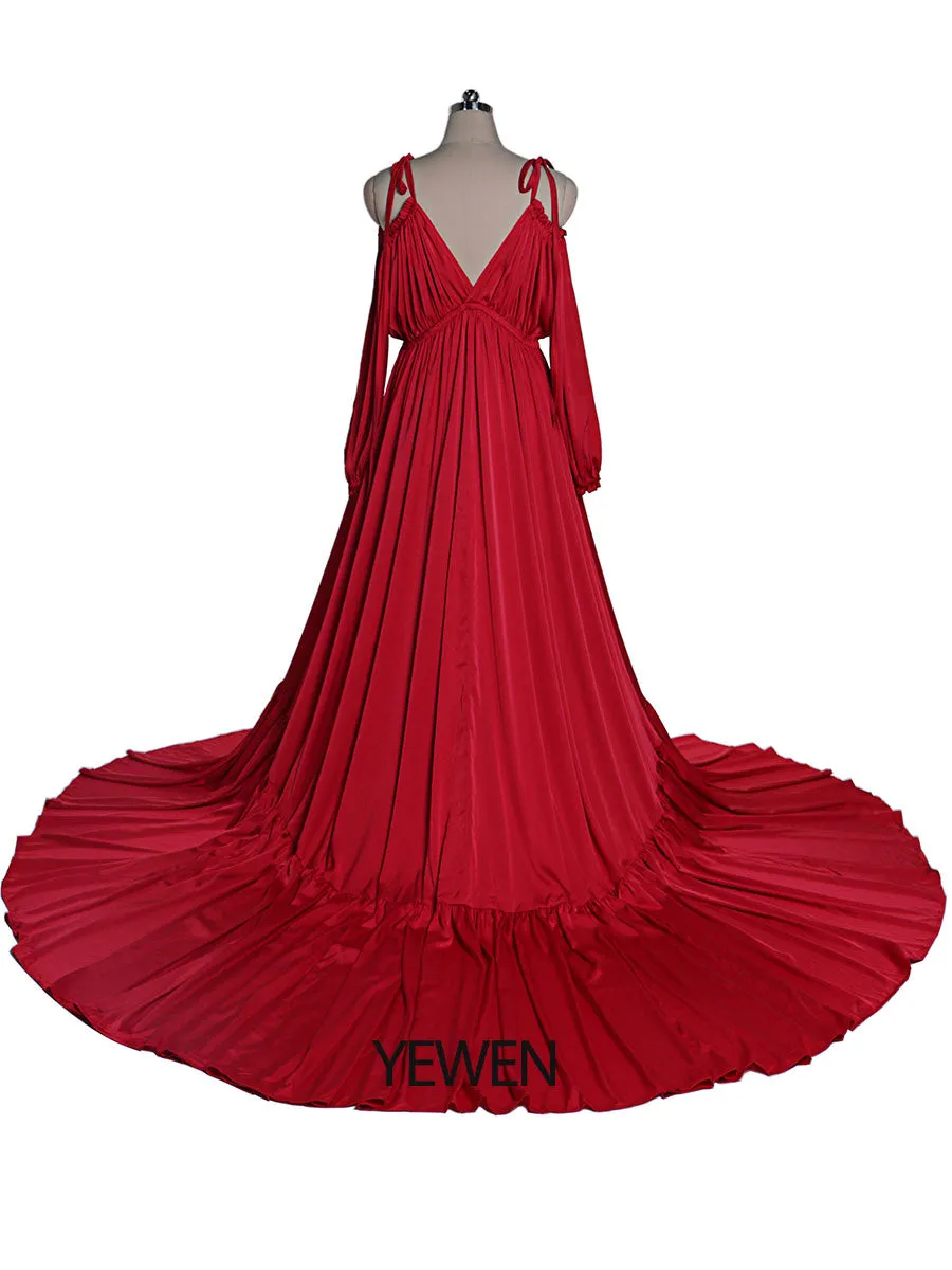 Sexy Shoulderless Maternity Evening Dress Long Pregnant Women Fancy Pregnancy Dress Elegence Maxi Gown Photo Shoot DY21721