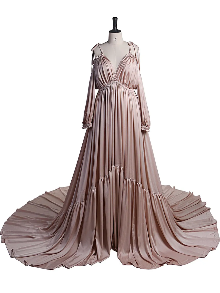 Sexy Shoulderless Maternity Evening Dress Long Pregnant Women Fancy Pregnancy Dress Elegence Maxi Gown Photo Shoot DY21721