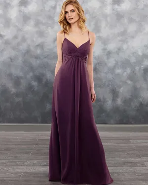 Sexy Spaghetti Straps Grape Chiffon Bridesmaid Dress A-line Party Gowns Floor Length