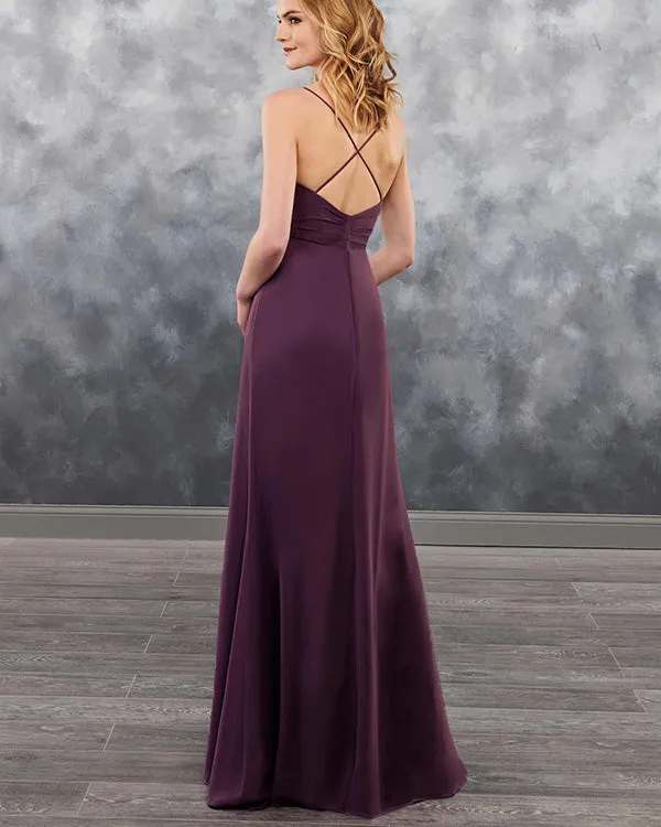 Sexy Spaghetti Straps Grape Chiffon Bridesmaid Dress A-line Party Gowns Floor Length