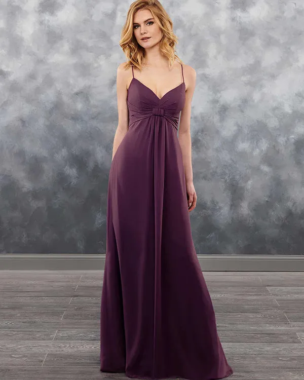 Sexy Spaghetti Straps Grape Chiffon Bridesmaid Dress A-line Party Gowns Floor Length