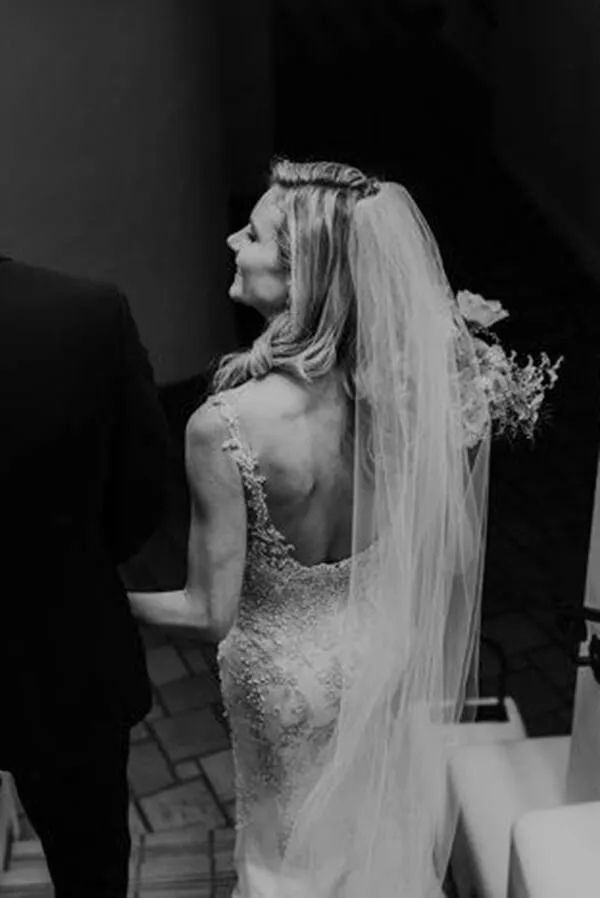 Sheath V-neck Beaded Lace Wedding Dresses, Backless Wedding Gowns, SW518