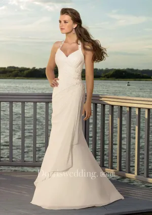 sheath V-neck Halter Chiffon Wedding Dress