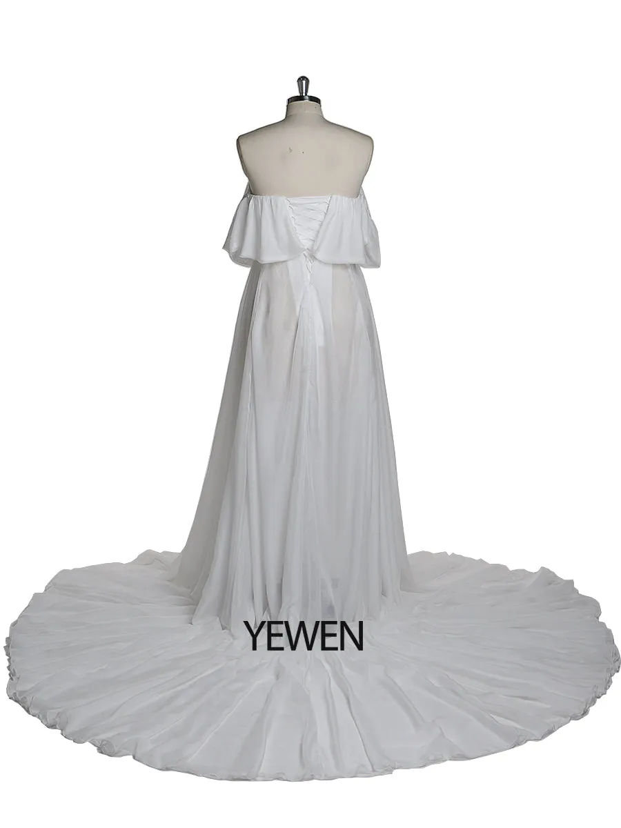 Silk Chiffon Evening Dress Off The Shoulder Maternity Gown for Photo Shoots Photography Dress Custom Plus Size YD21106