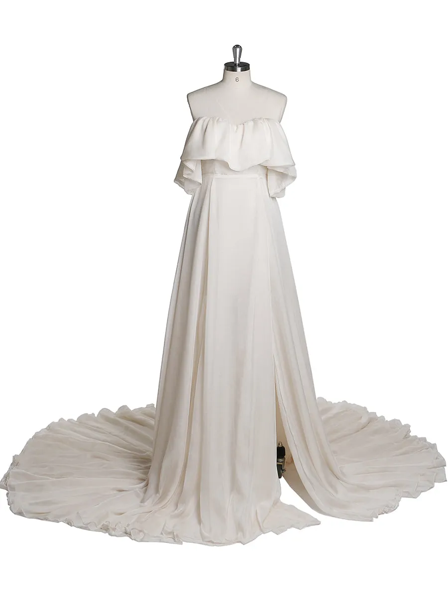 Silk Chiffon Evening Dress Off The Shoulder Maternity Gown for Photo Shoots Photography Dress Custom Plus Size YD21106