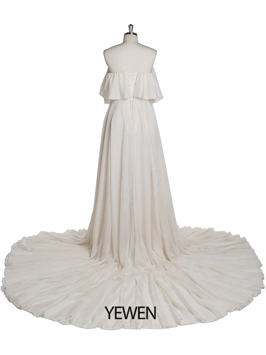 Silk Chiffon Evening Dress Off The Shoulder Maternity Gown for Photo Shoots Photography Dress Custom Plus Size YD21106