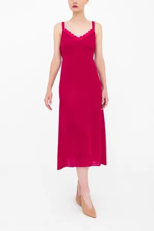 Silk Georgette Strap Midi Dress with Grosgrain Trim - BABETTE
