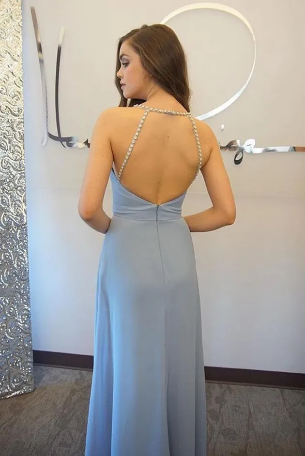 Simple Chiffon Prom Dresses,Blue off Shoulder Prom Dress, Evening Dresses, Formal Dresses, Graduation Party Dresses, Banquet Gown 的副本