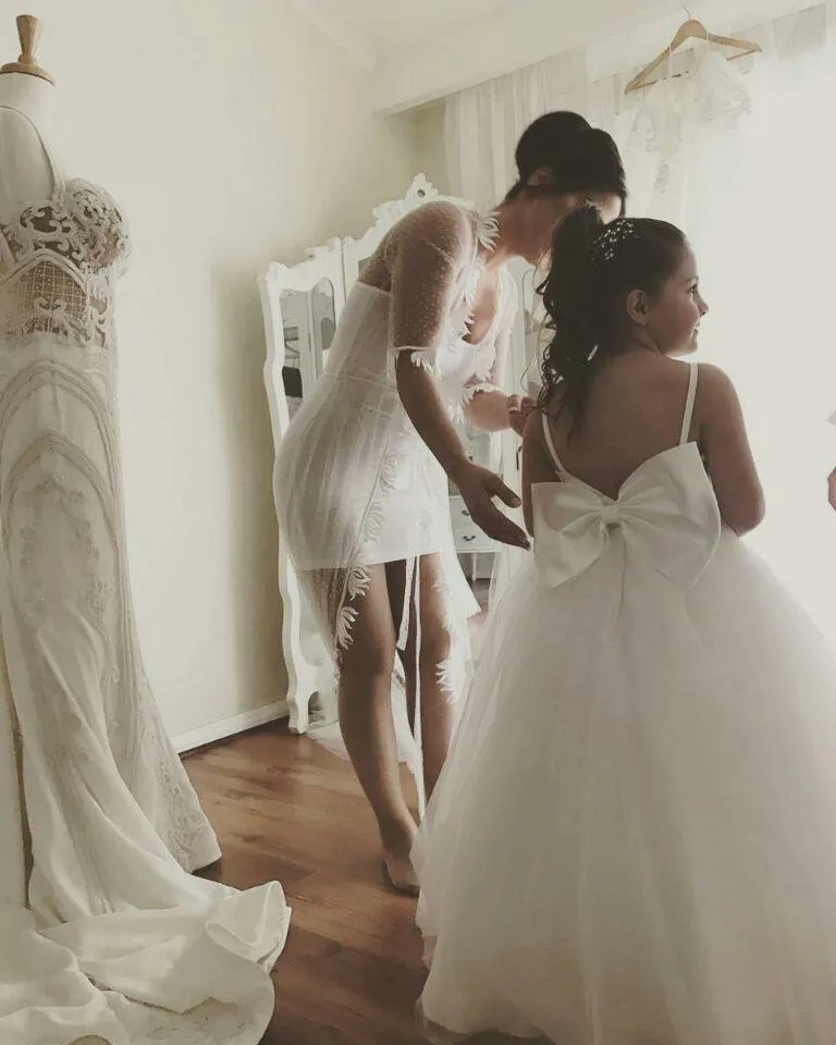 Spaghetti Straps Puffy Tulle Princess Flower Girl Dresses with Bow Knot, TYP1376