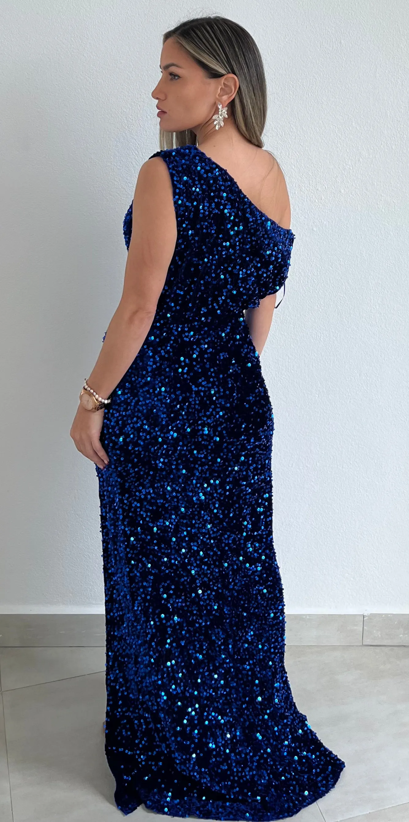 Sparkling Mood Royal Sequins & Velvet Formal Gown