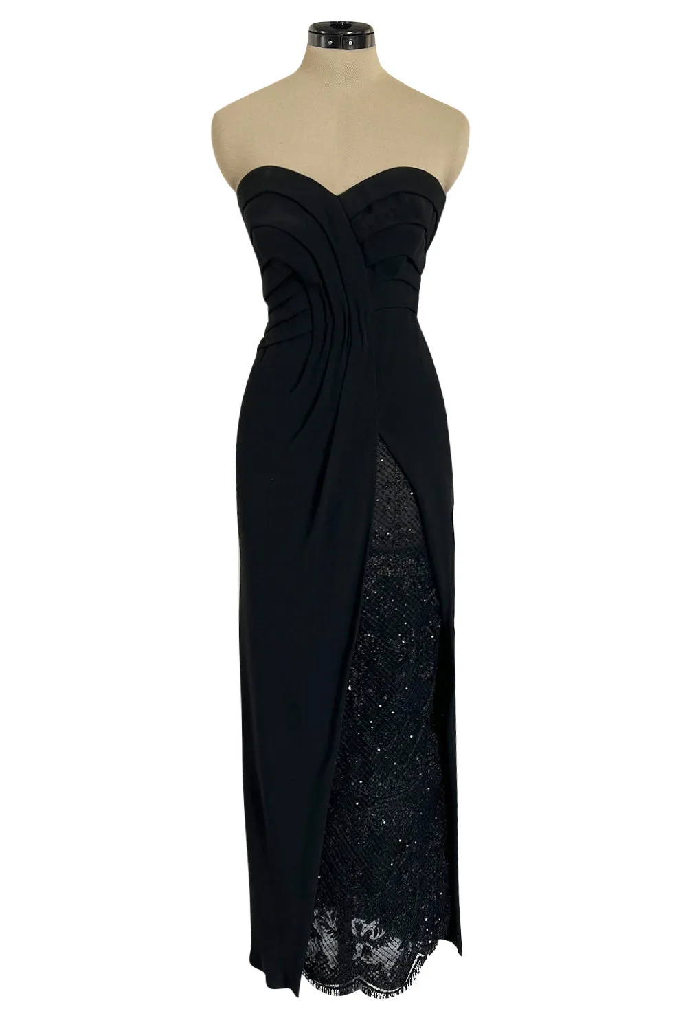 Spring 1998 Valentino Haute Couture Strapless Dress w Elaborately Beaded & Sequin Skirt