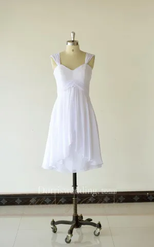 Strapped Chiffon Short Dress With Pleats-711494
