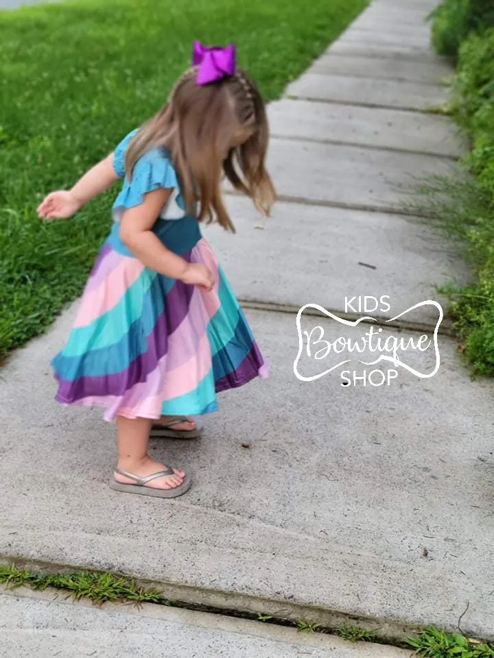 Stripe Purple and Blue Twirl Dress