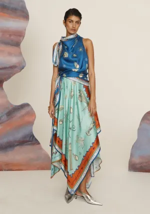 Surrealist Summer Scarf Midi Dress