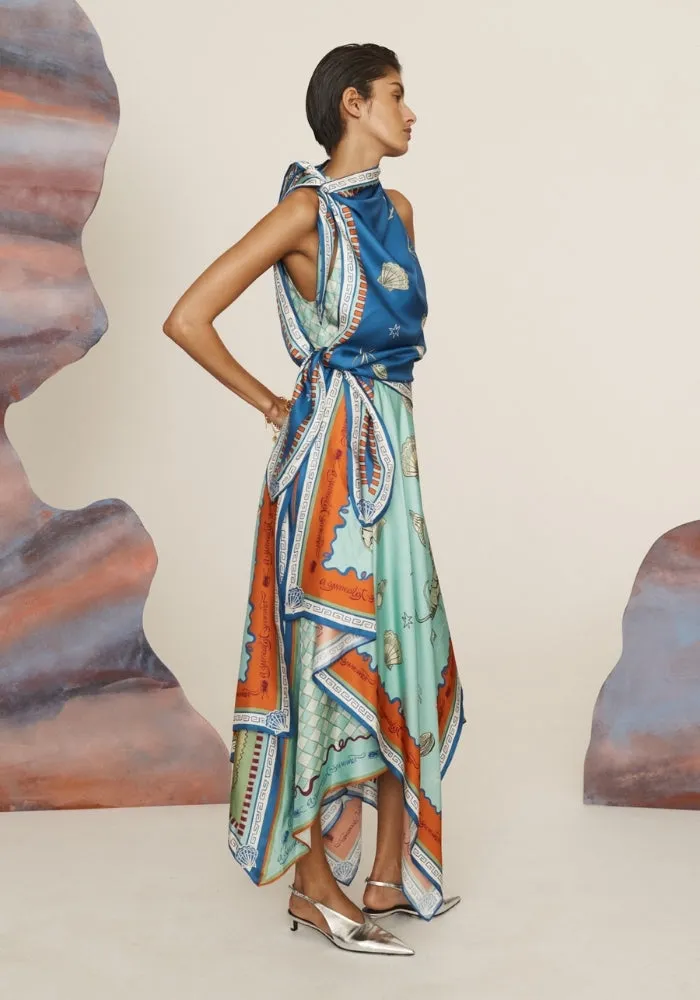 Surrealist Summer Scarf Midi Dress