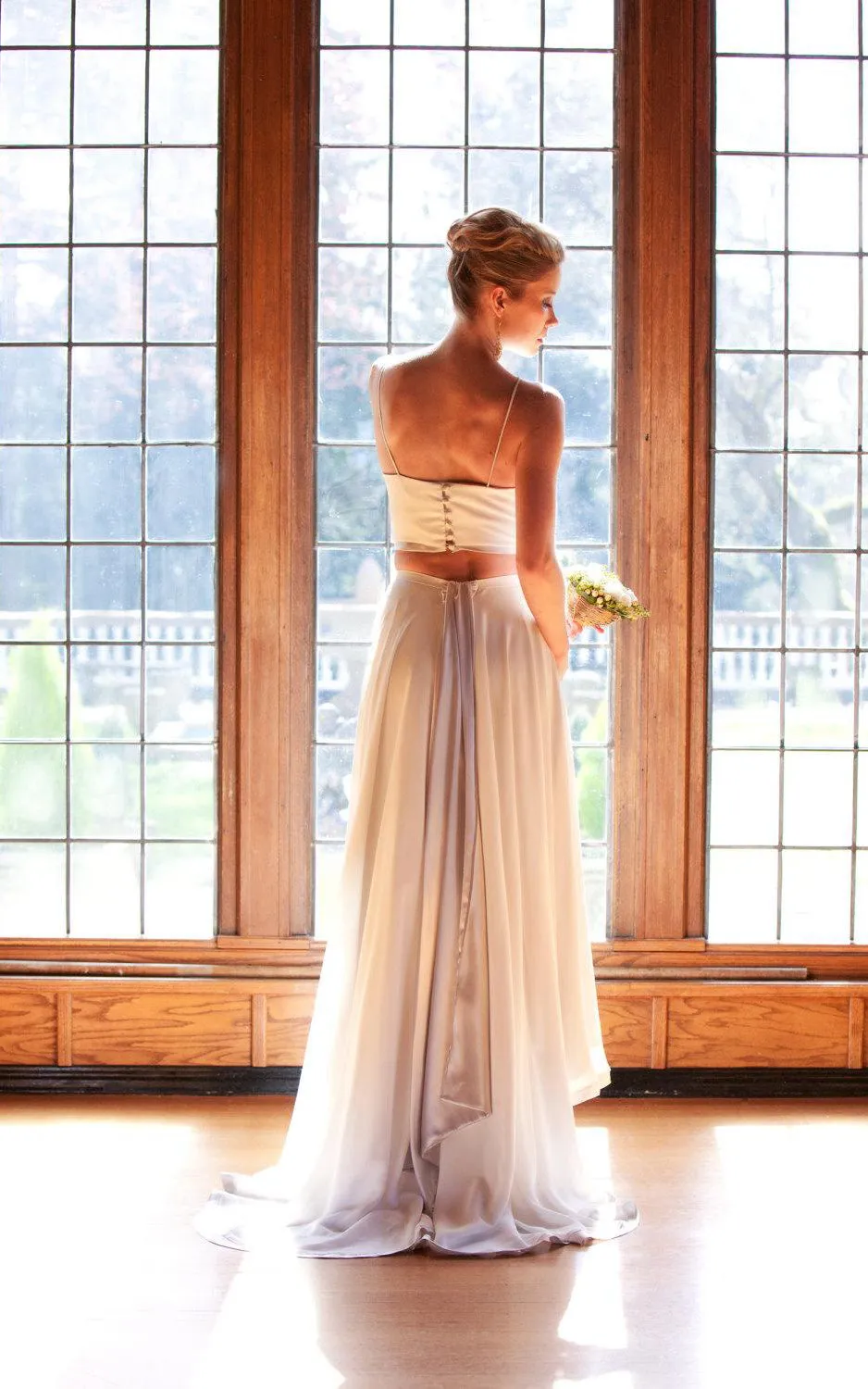 Two Piece Chiffon A-Line Dress With Spaghetti Straps and Pleats-ET_711128