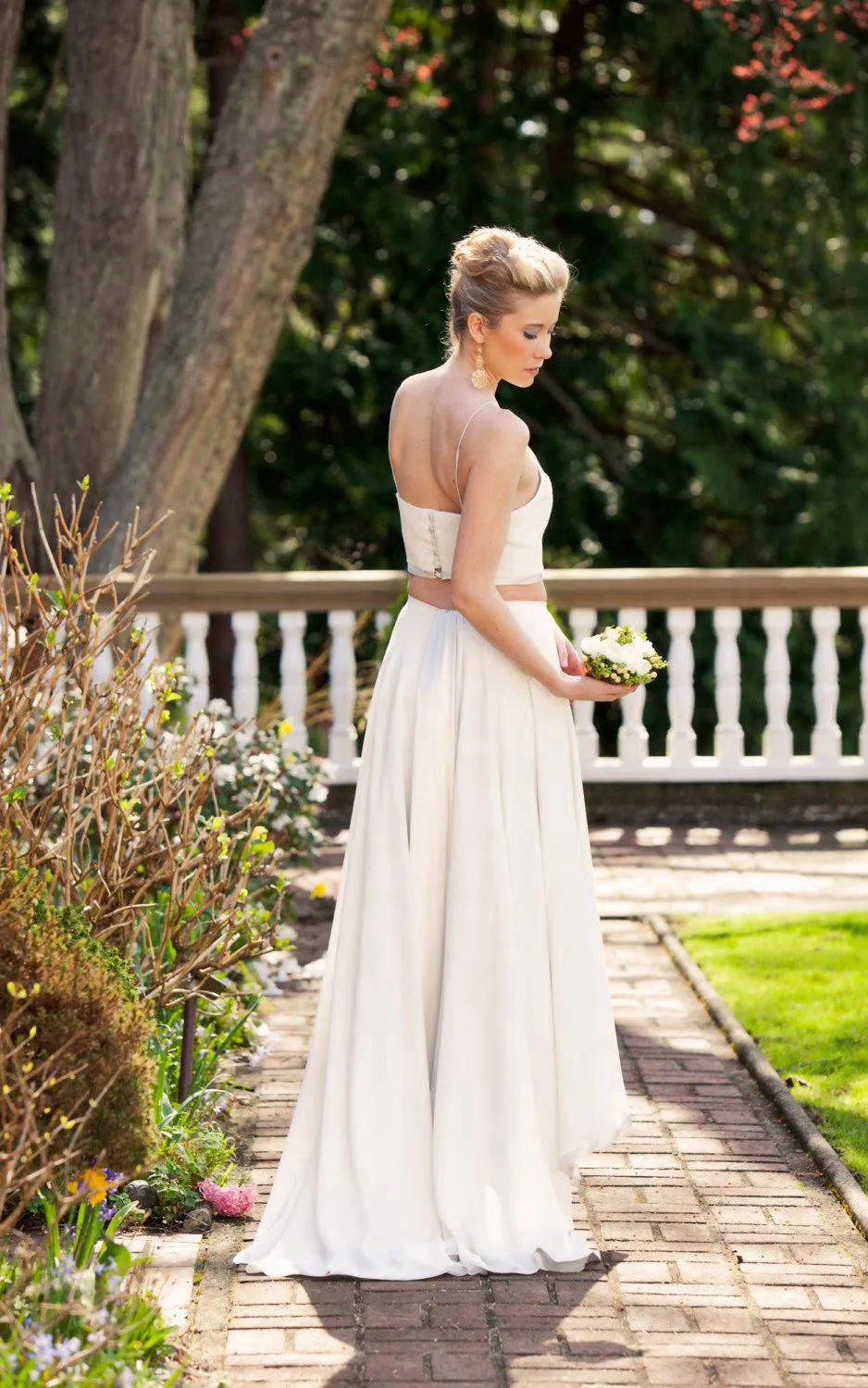 Two Piece Chiffon A-Line Dress With Spaghetti Straps and Pleats-ET_711128