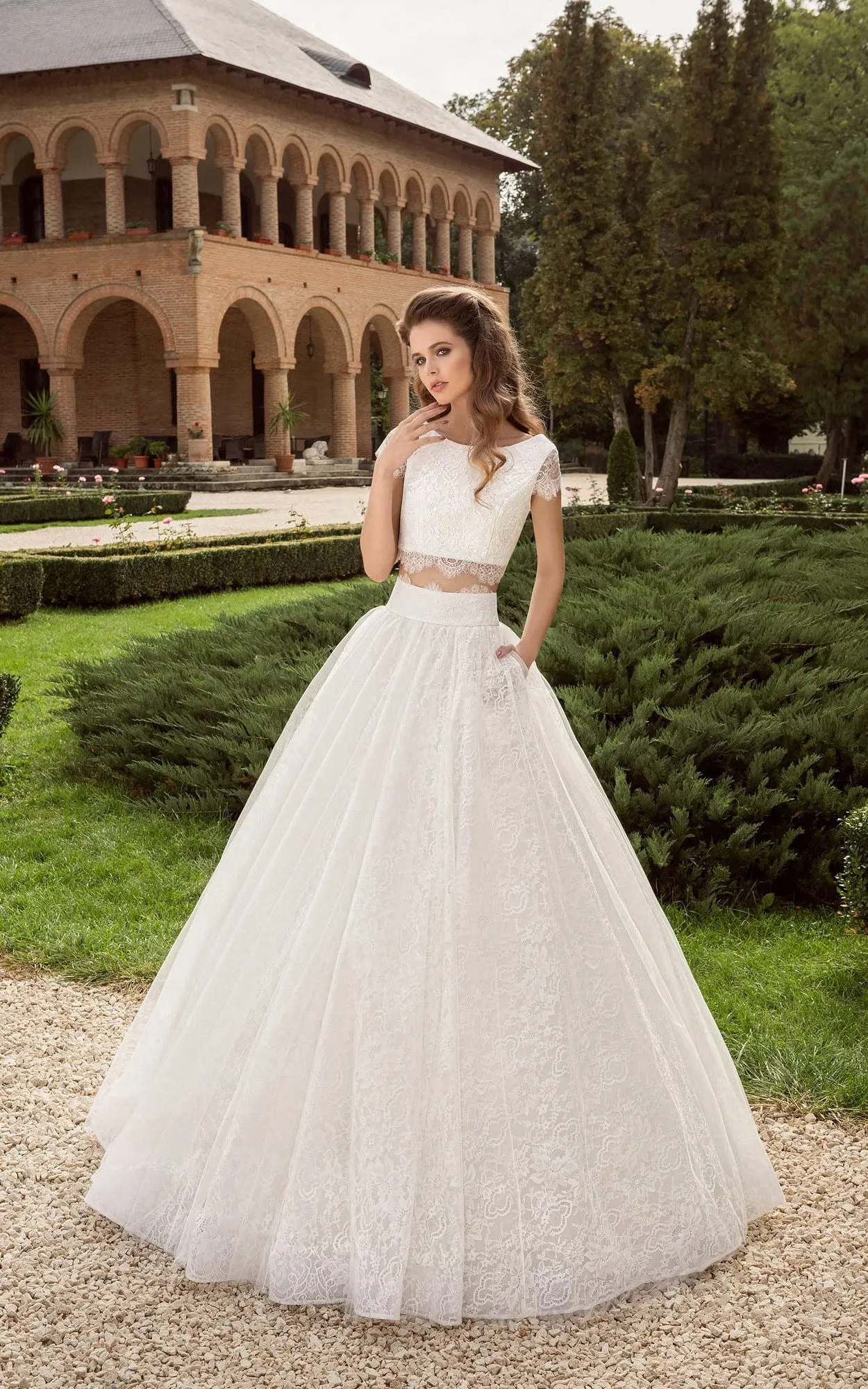 Two Pieces Short Sleeve Illusion Back Dress-714069