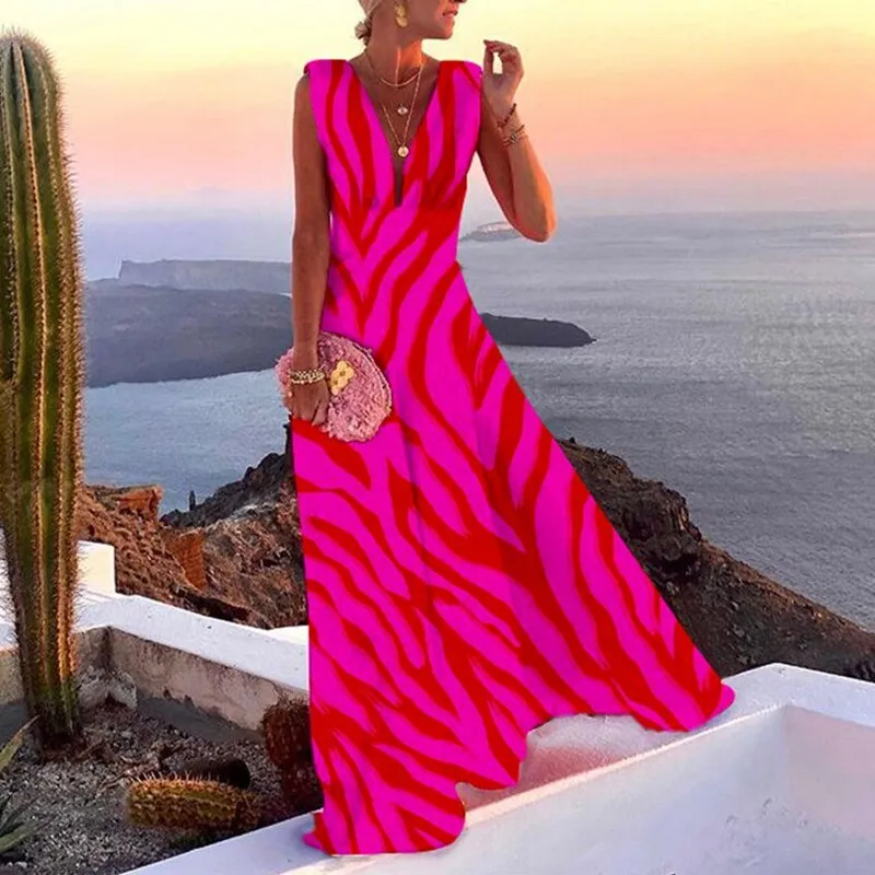 V-Neck Retro Printed Dress