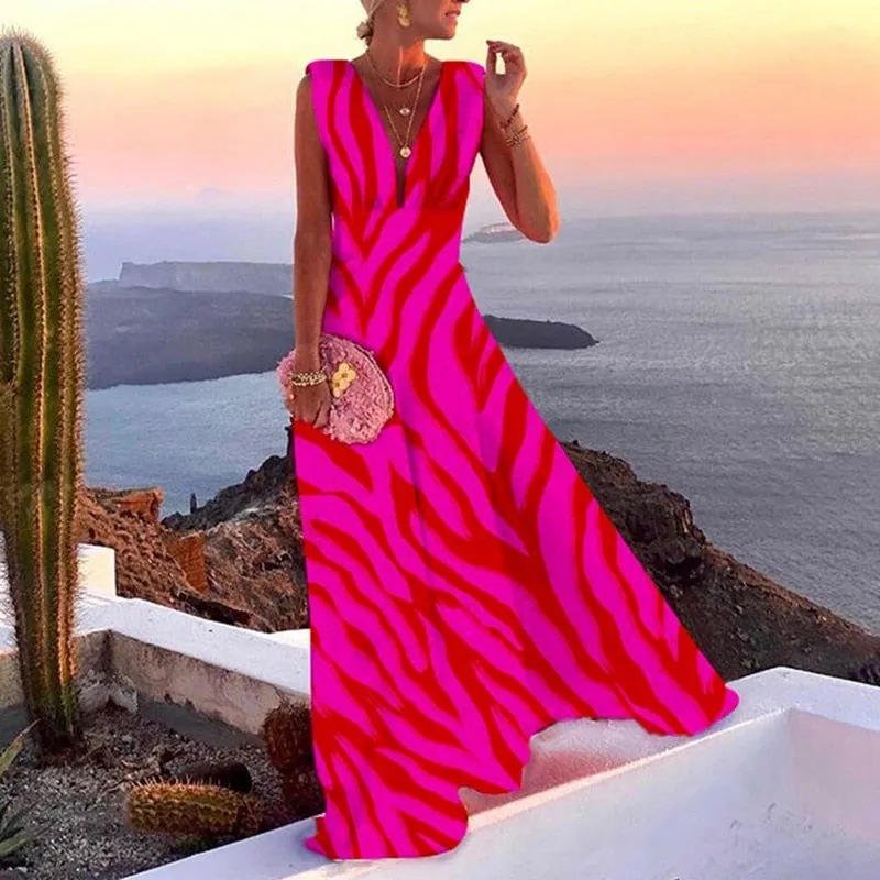 V-Neck Retro Printed Dress