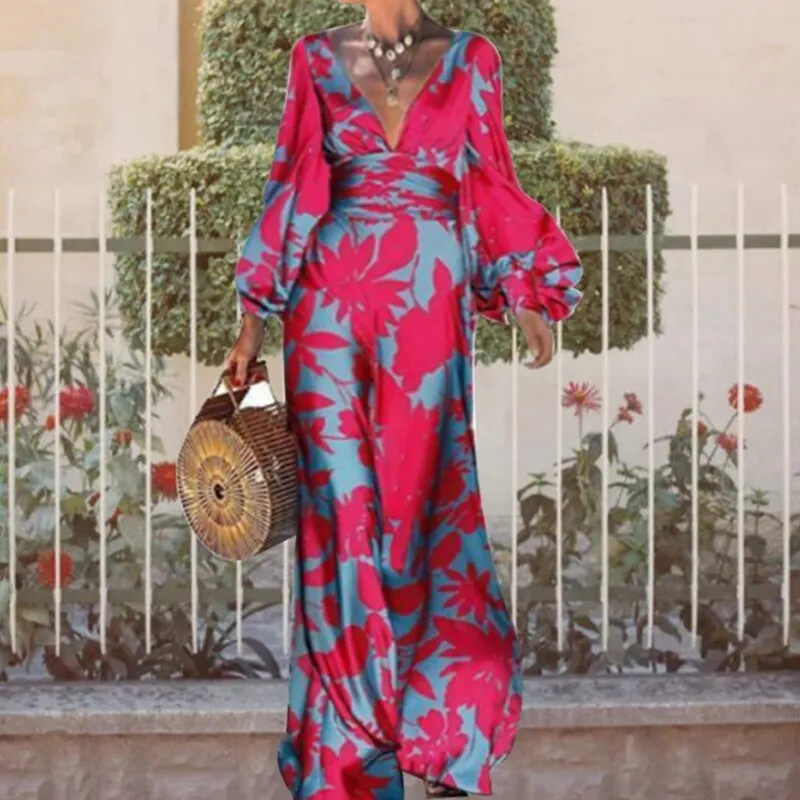 V-Neck Retro Printed Dress