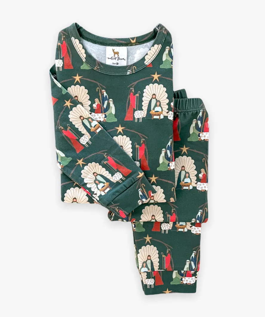Velvet Fawn Evergreen O Little Town Two Piece Kids Pajama Jammie Set