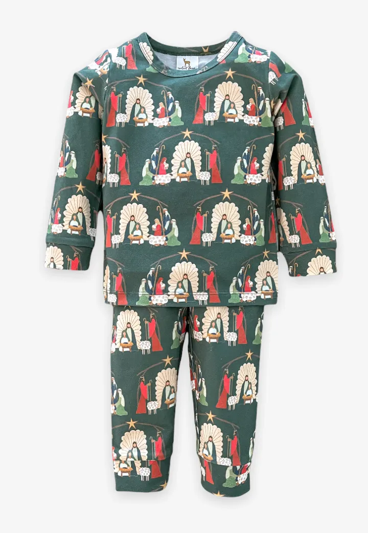 Velvet Fawn Evergreen O Little Town Two Piece Kids Pajama Jammie Set