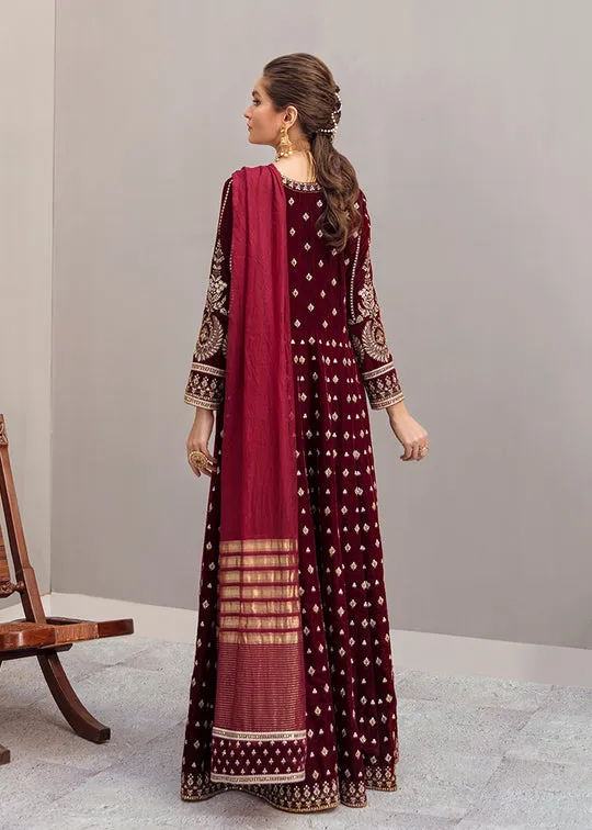 Velvet Pakistani Dress Frock in Maroon Color #BB145